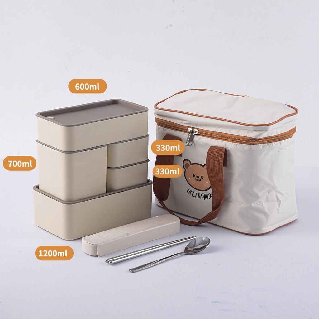 Plastic Lunch Box Picnic Portable Sealed Bento Boxes With Cartoon Straps Reusable Food Containers Microwave Safe