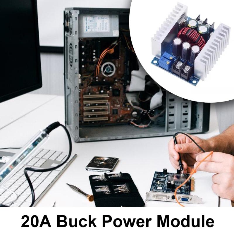 20A 300W Adjustable Steps Down Converter Voltages Steps Down Current Source Module  6-40V to 1.2-36V Voltages Regulator
