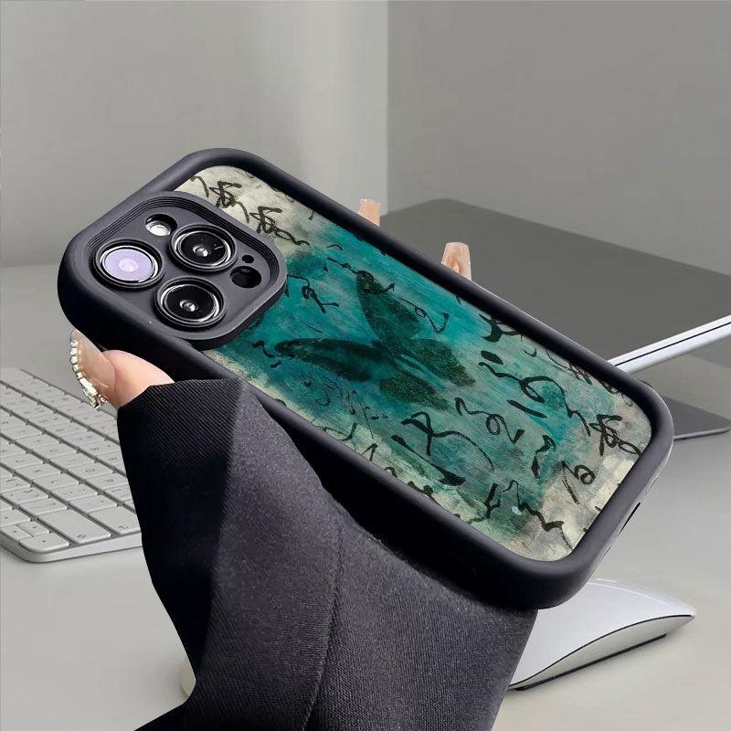 Vintage Butterfly Sketch Print Pattern Design Protective Cover for iPhone 17 16 15 14 13 12 11 16E Series Pro Max Plus
