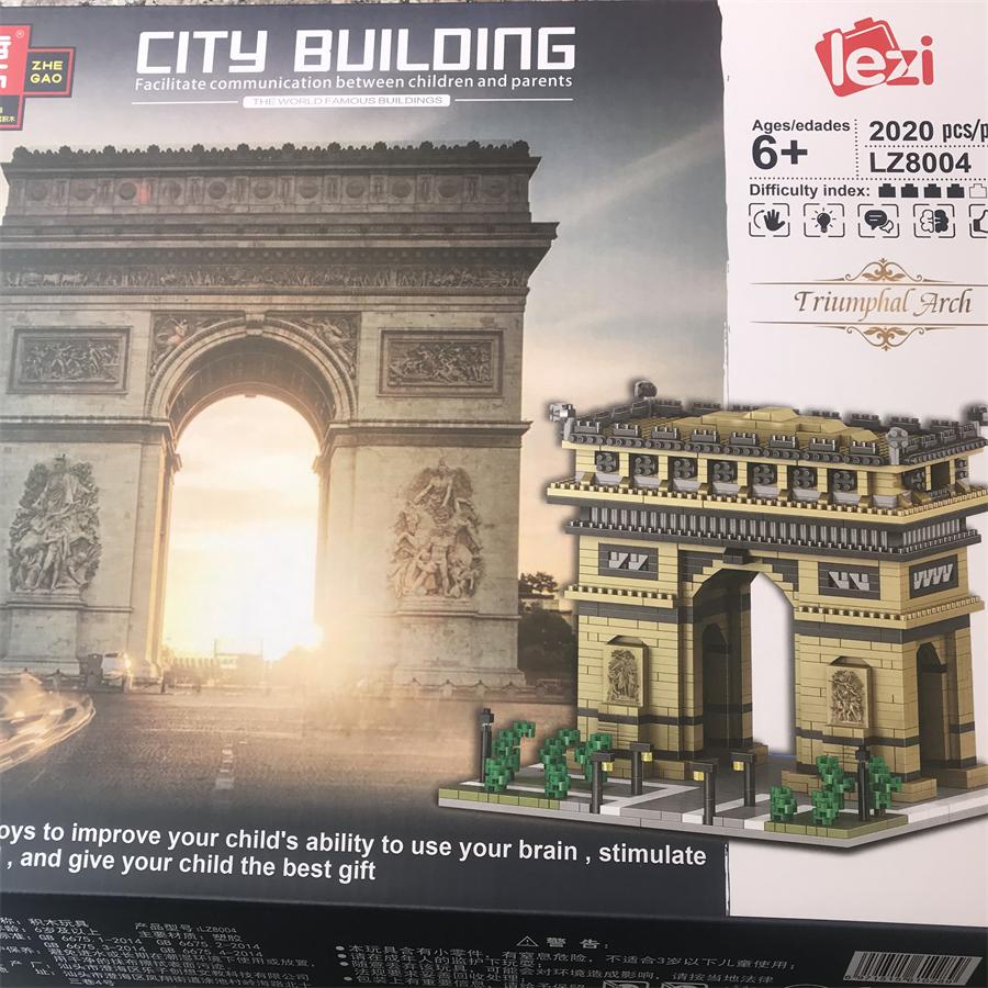 Архитектура LEZI Мини-Блоки Мир Креативная Достопримечательность Лувр Эйфелева Башня Пизанская Башня Здание Маленькие Кирпичики Игрушка для Детей Подарок 8002