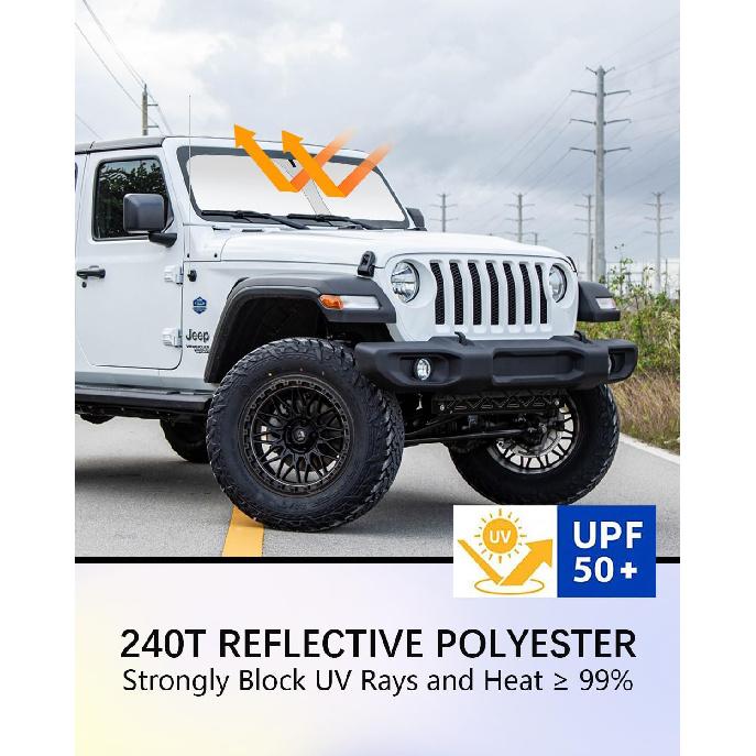 2025 Upgrade Front Windshield Sun Shade Foldable Jeep Wrangler Sun Shade/Jeep Gladiator Sun Shade Fit For Jeep Wrangler JL JLU 2018-2025 / Jeep