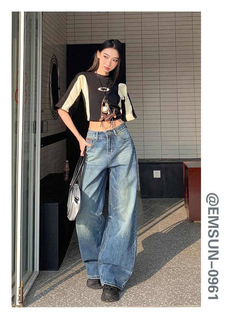 2025 Spring American Retro High Waist Wide Leg Jeans for Women - Spicy Girl