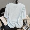 Elegant Button-Front Short Sleeve Knit Top