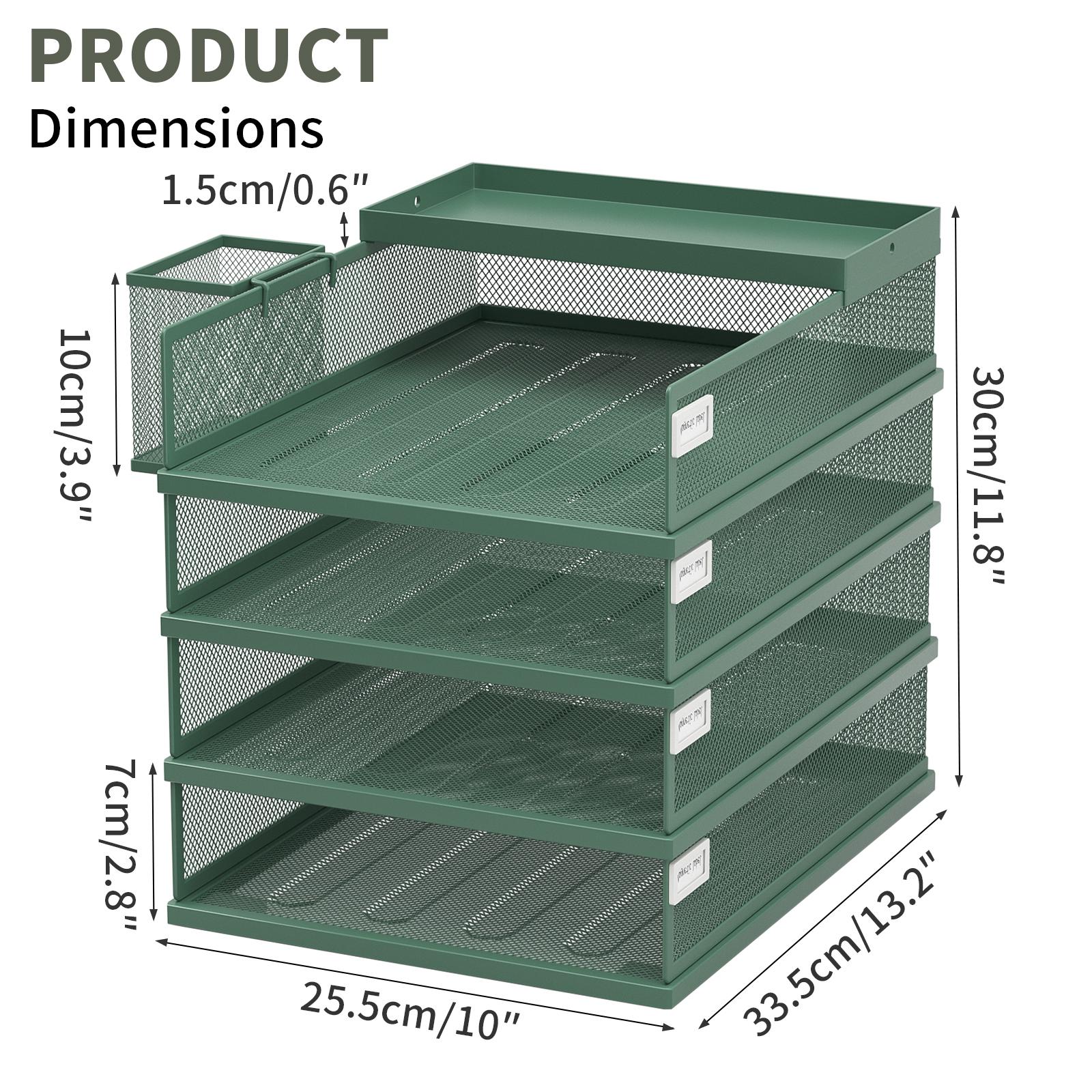 Stackable Letter Trays, 4 Tier Metal Paper Tray & Desk Organizer, Stackable File Trays for Office & Home, Multi-Functional Docum