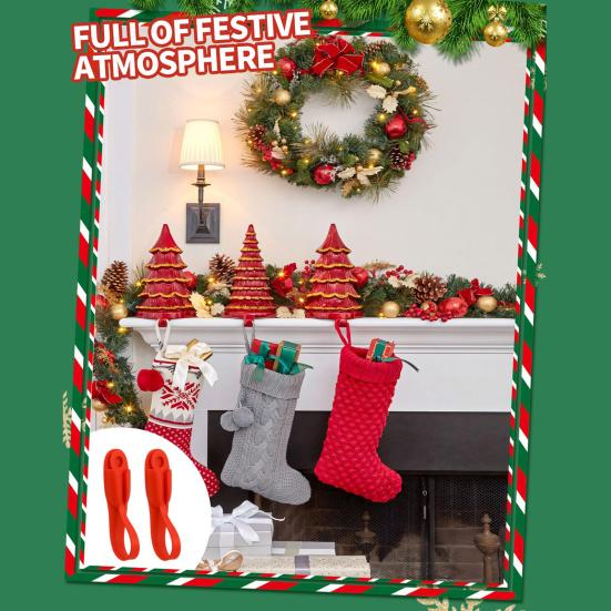 Weihnachtskranzaufhänger Kaminsims Girlandenhaken Selbstklebende Weihnachtsstrumpfaufhänger Wiederverwendbare Kranzhaken für Kamin Treppenhaus Geländer