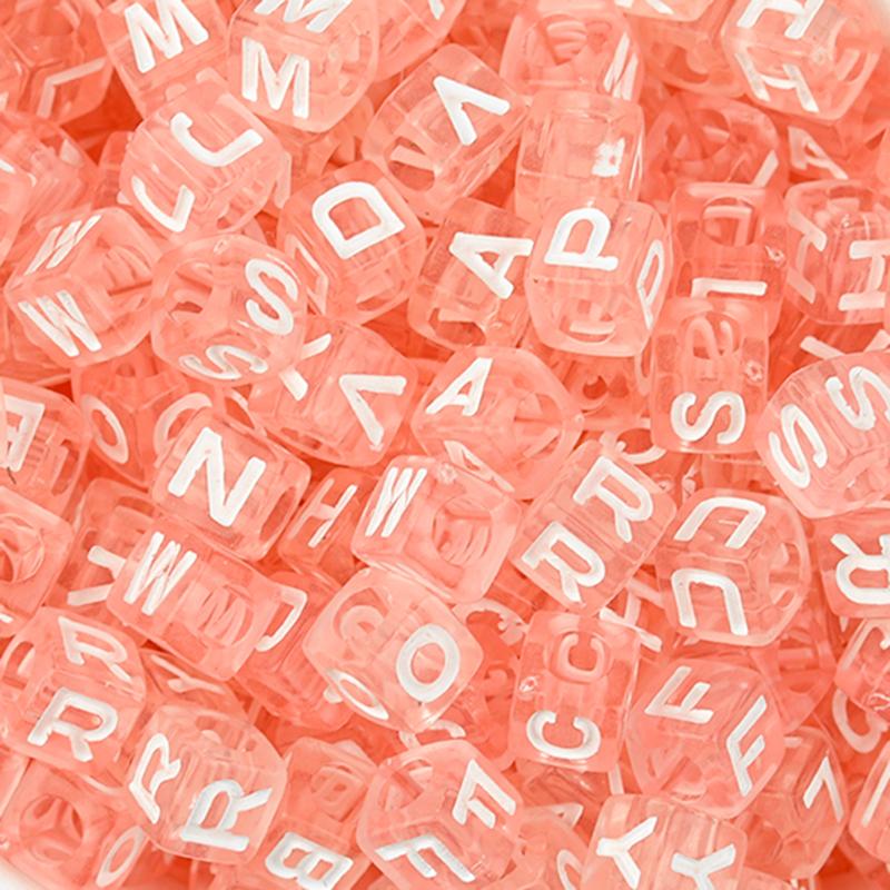 100Pcs/Lot Trendy Acrylic Square Alphabet Beads Large Hole Letter Loose Spacer Bead Jewelry Handmade Bracelet Making Supplies