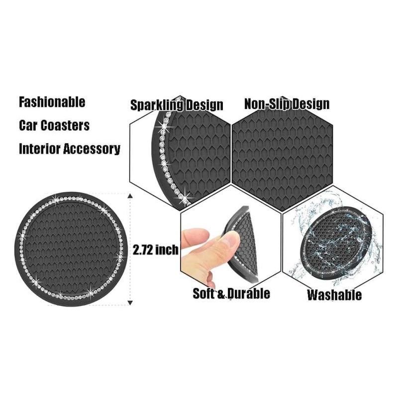 2 BUC Suport Auto pentru Pahar Apă/Sticlă, Pad/Covoraș Antiderapant, Gel de Siliciu Impermeabil, Pentru Decor Interior, Accesorii Styling Auto