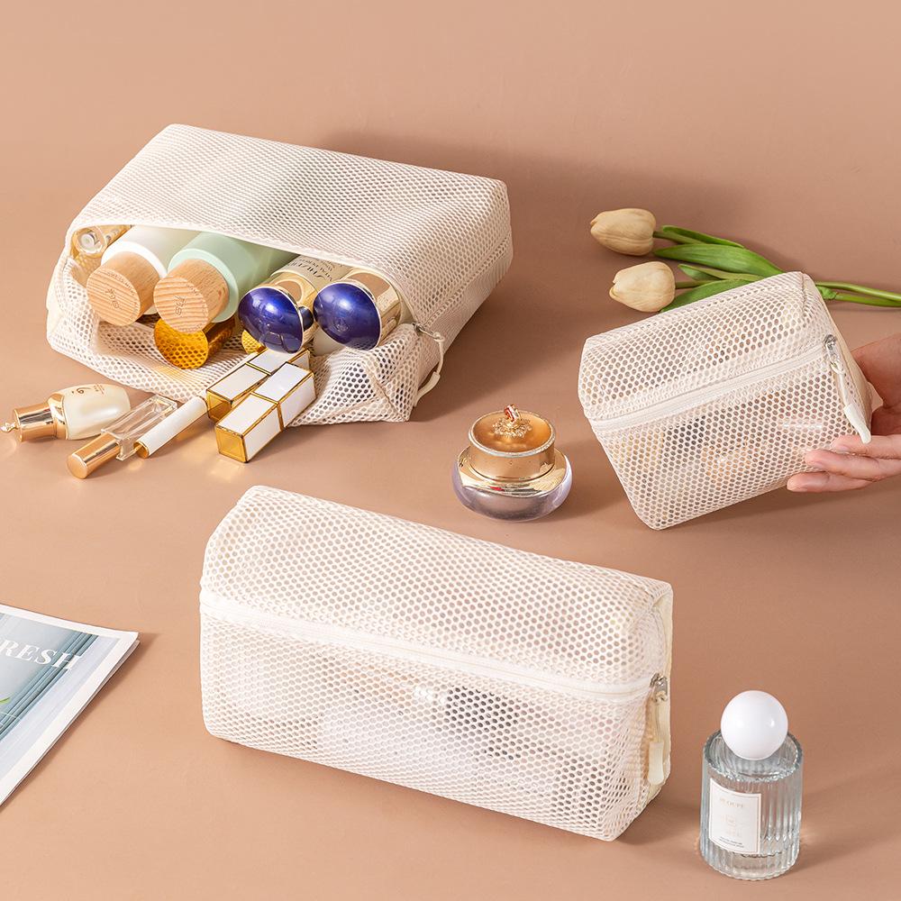 Mesh Transparent Travel Storage Bag Set for Cosmetics & Toiletries - Foldable Organizer