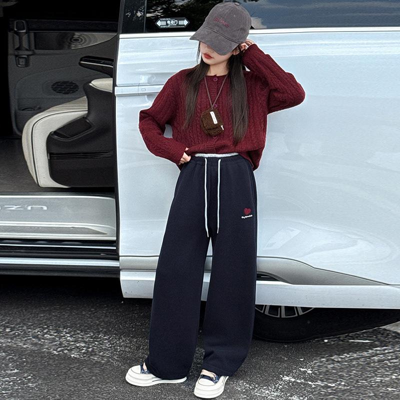 Girls' Fleece-Lined Winter Sweatpants - 2025 Collection for Ages 8-15, Warm and Stylish Casual Pants for Kids and Teens