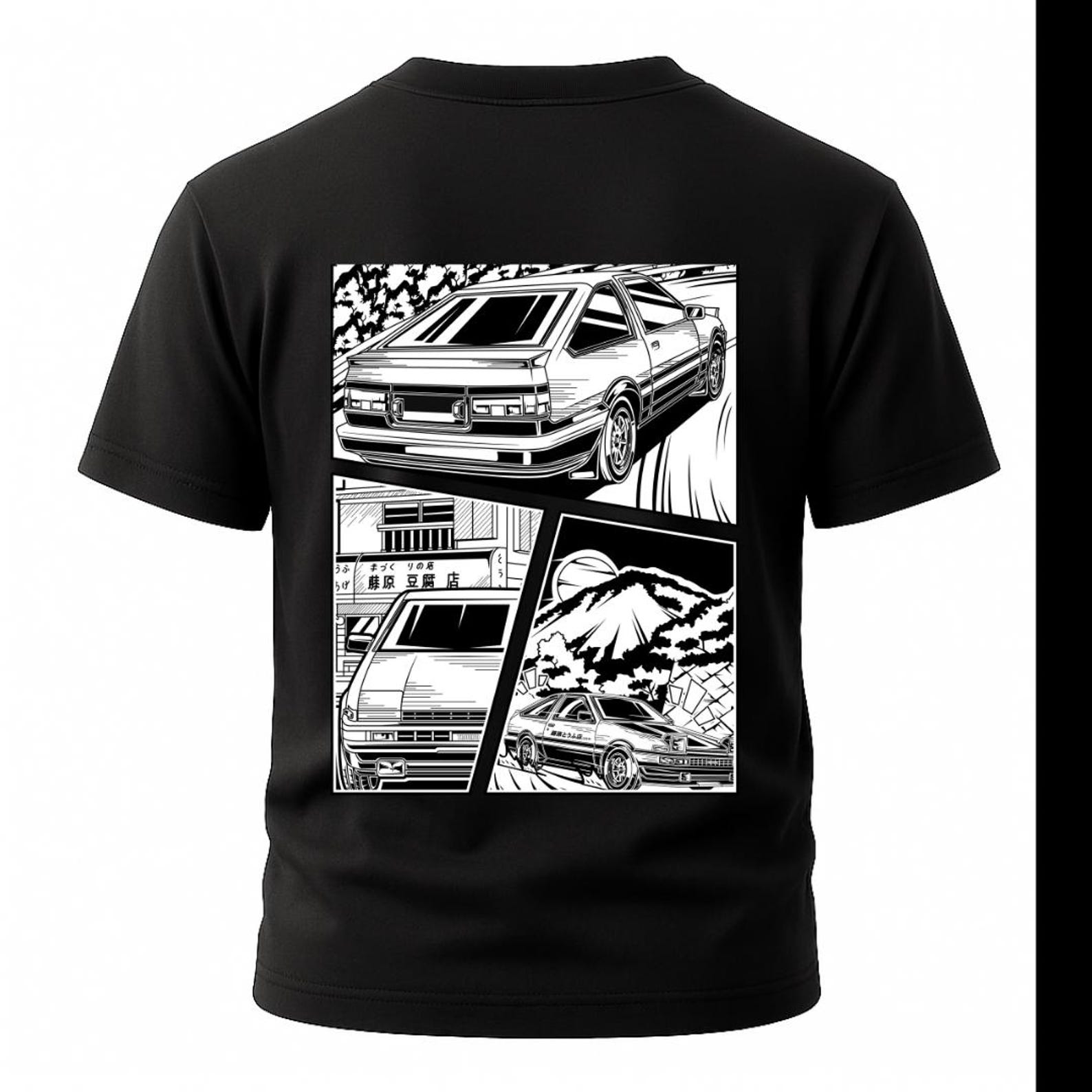 Initial D Manga Panel T-Shirt - AE86 Trueno Back Print Shirt, Comic Book JDM Drift Tee, Japanese Anime Car Culture Gift, Akina Speed Stars S