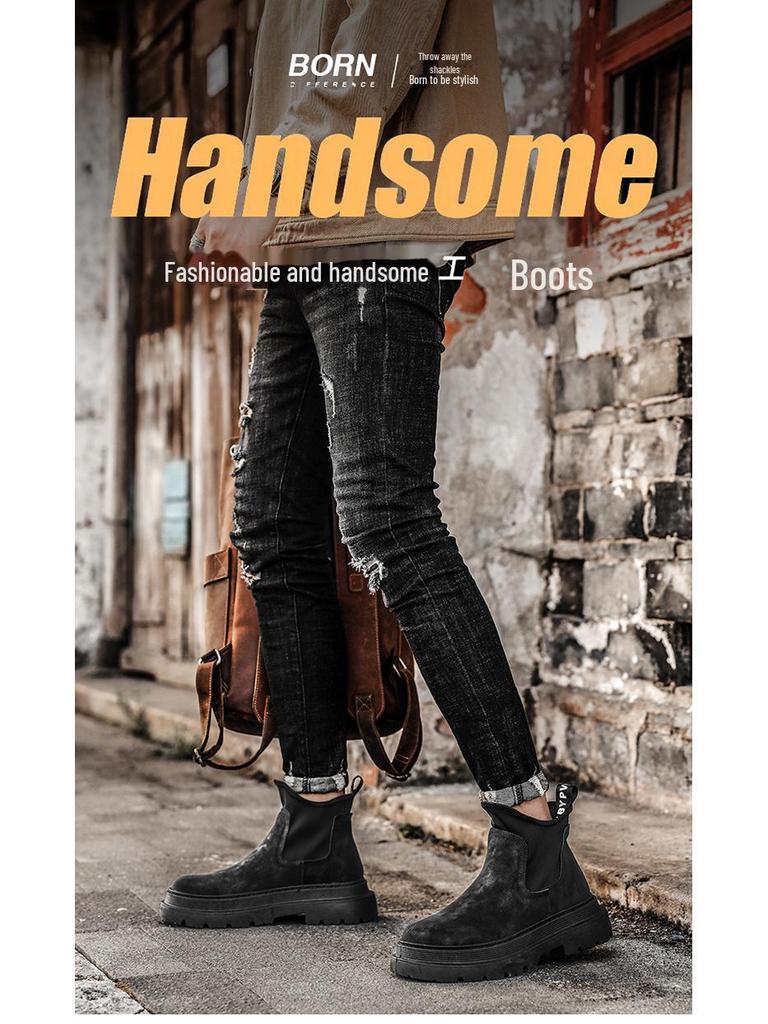 Herren 2022 Winter High-Top Martin Stiefel mit dicker Sohle und modischem Socken-Design für Arbeit und Outdoor