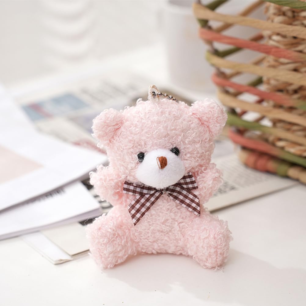 STOBOK Plush Bear Keychains, 4-Piece Set, Ball Chain, Cute, Fluffy Key Chain, Gift, Bag Charm, Car Key