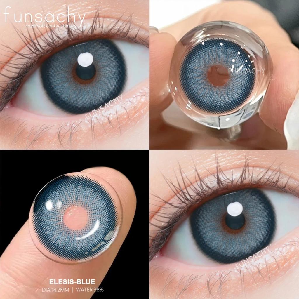 FUNSACHY 2 st Nya Färgglada Kontaktlinser för Ögon Koreansk Stil Mode Linser Y2k Blå Ögonlinser Colorcon Årlig Grå Ögonlins