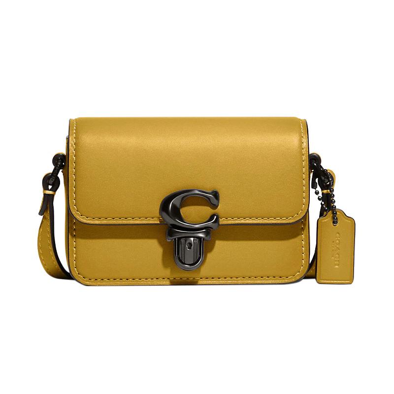 Coach Studio 12 Push Lock Closure Multi-function Pocket Cowhide and Leather Shoulder Crossbody Bag Small Size Women's Goose Yellow