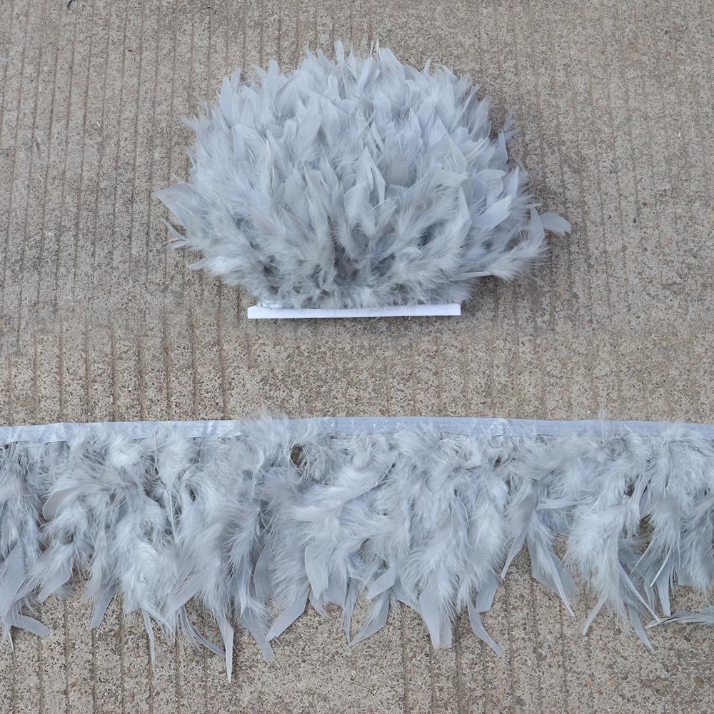 1M 10-15CM Turkey Feather Trim Fringe Blue Marabou Plumas Ribbon for Crafts Sewing  Clothes Wedding Dress Decoration Accessories