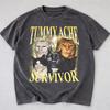 Tummy Ache Survivor Cat T-shirt Funny Cat Lover Graphic Oversized Y2k Men Women Streetwear Harajuku Tee Unisex Cotton Clothing
