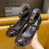 Fashion New Mary Jane Women Pumps Thick High Heels Shoes Female Lolita Square Toe Shoes Spring Fashion Party Leather Woman Shoes