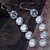 Women Bridal Elegant 5 Rhinestones Long Dangle Tassels Hook Earrings Jewelry KTJ