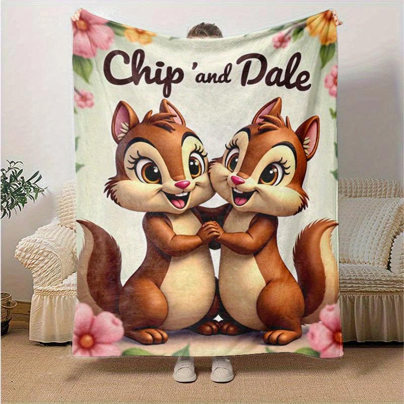 1pc, Chip 'and Dale Cartoon Blanket, Cute Cartoon Squirrel Stuffed Animal, Home Decor Gift, for Decorating Your Own Sofa and Living Room, Su