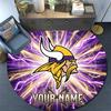 Custom Name Minnesota Vikings2 Round Area Rug,Carpet Rug for Living Room Bedroom Sofa Playroom Decor,Non-slip Floor Mat