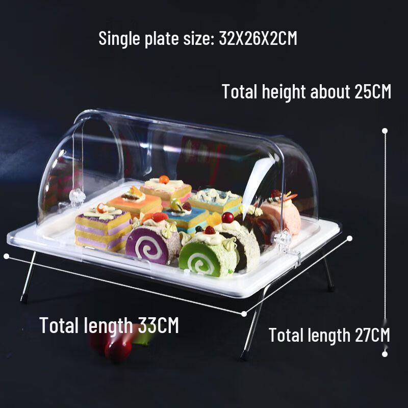 Melamine Multi-Grid Buffet Serving Platter with Transparent Lid