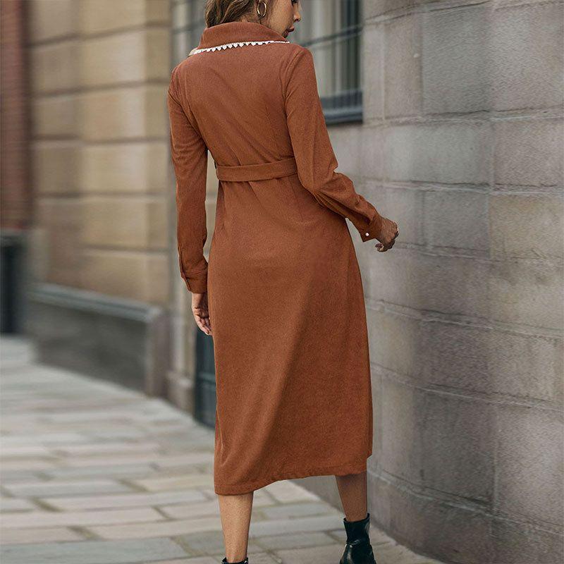 Autumn Winter Women Dress Casual Ladies Skirt Autumn and Winter Corduroy Long dress