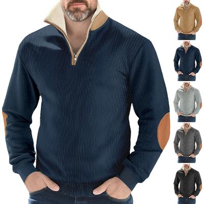 New Arrivals Men's Retro Patchwork Embroidered Half-Zip Long-Sleeved Sweatshirt
