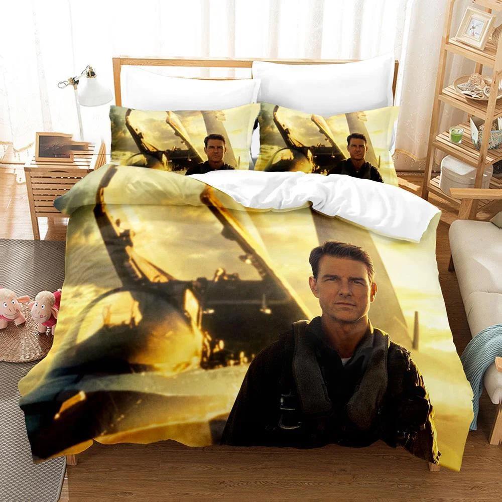 3D Printed Top Gun Maverick Bedding Set Pillowcase Duvet Cover Double Twin Full Queen King Adult Kids Bedclothes Quilt Cover
