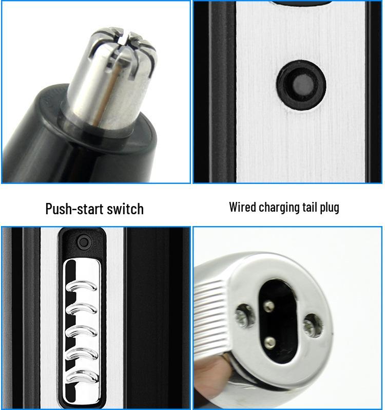 Barbeador Elétrico Multifuncional Masculino 7003: Aparador de Nariz e Cabelo 4 em 1 Recarregável por USB, Cortador, Aparador de Sobrancelhas.