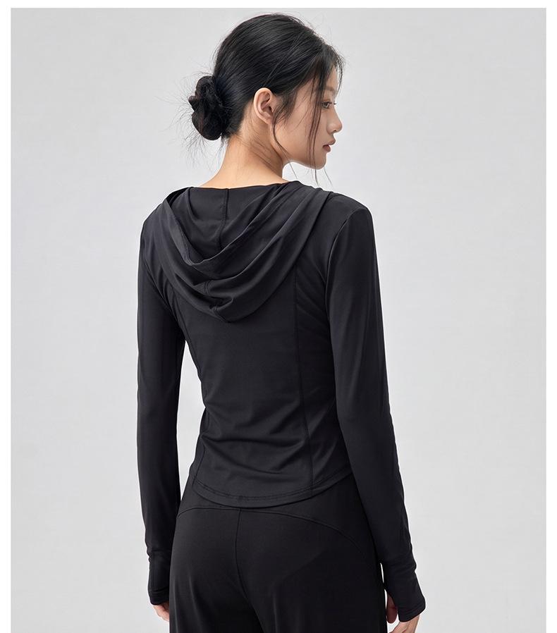 Women's Slimming Yoga Jacket: 2026 Summer Sun Protection Hooded Cardigan