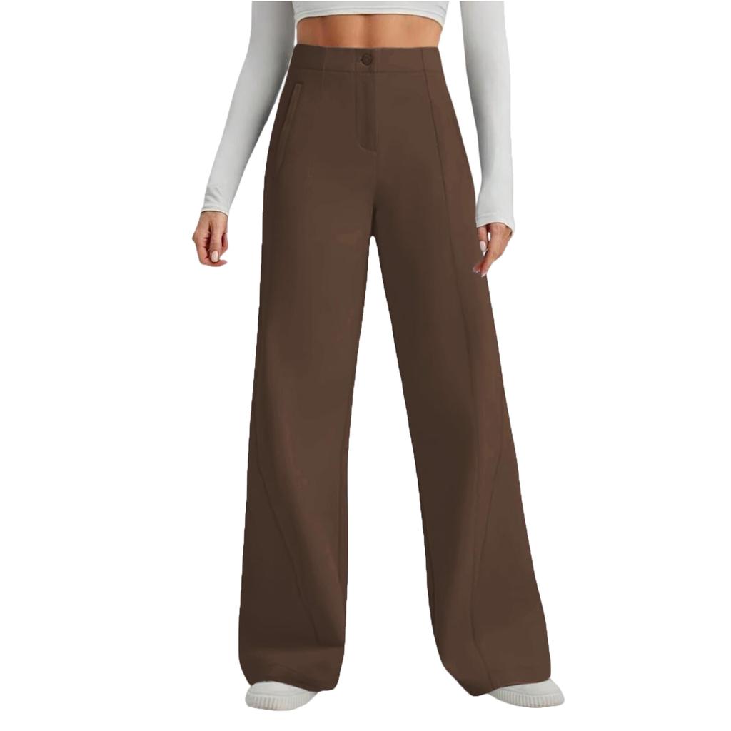 Dámské kalhoty s širokými nohavicemi, strečové, s vysokým pasem, pracovní kalhoty, business casual kalhoty s kapsami