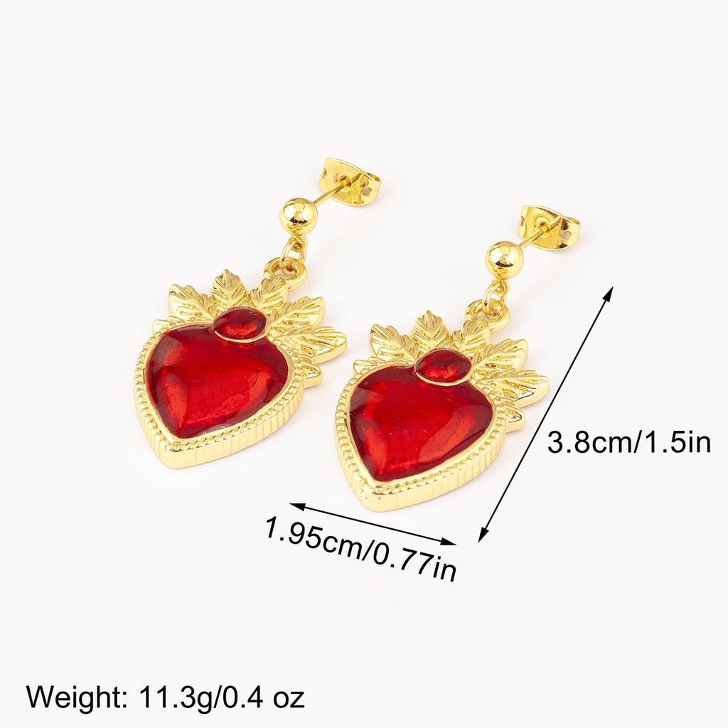 Nidin Hot Sale Sacred Heart Charm Drop Earrings For Women Female Vintage Engagement Wedding Party Ear Jewelry Delicate Gifts