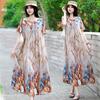 Summer Women's Plus Size Dress Loose Round Neck Floral Dress Soft Skin-friendly Breathable Long Dress