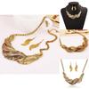 Rhinestone Fashion Decoration Feather Design Women Gold Necklace And Earring Set