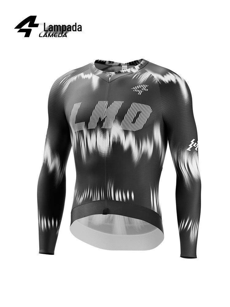 

Мужская джерси с длинным рукавом Lampaida для велоспорта - Весна/Осень, Влагоотводящая, Быстросохнущая, Горный/Шоссейный велосипед, Дизайн «Чернильная тень» L