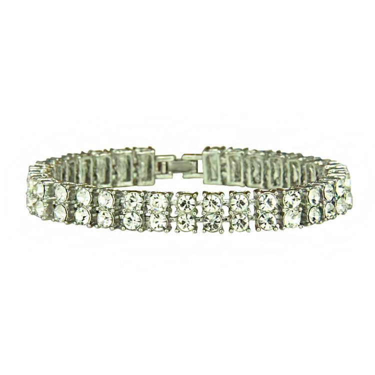 European Fashion Hips Hops 8inch 8mm Double Rows Iced Out Bling Bling Rhinestone Tennis Chain Bracelet