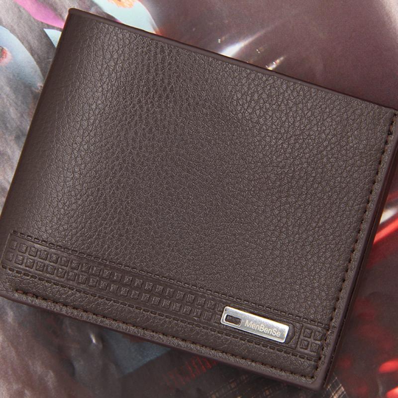 Carteira Masculina Bifold Curta Couro PU Multifuncional Grande Capacidade Carteira de Negócios Porta-Moedas Para