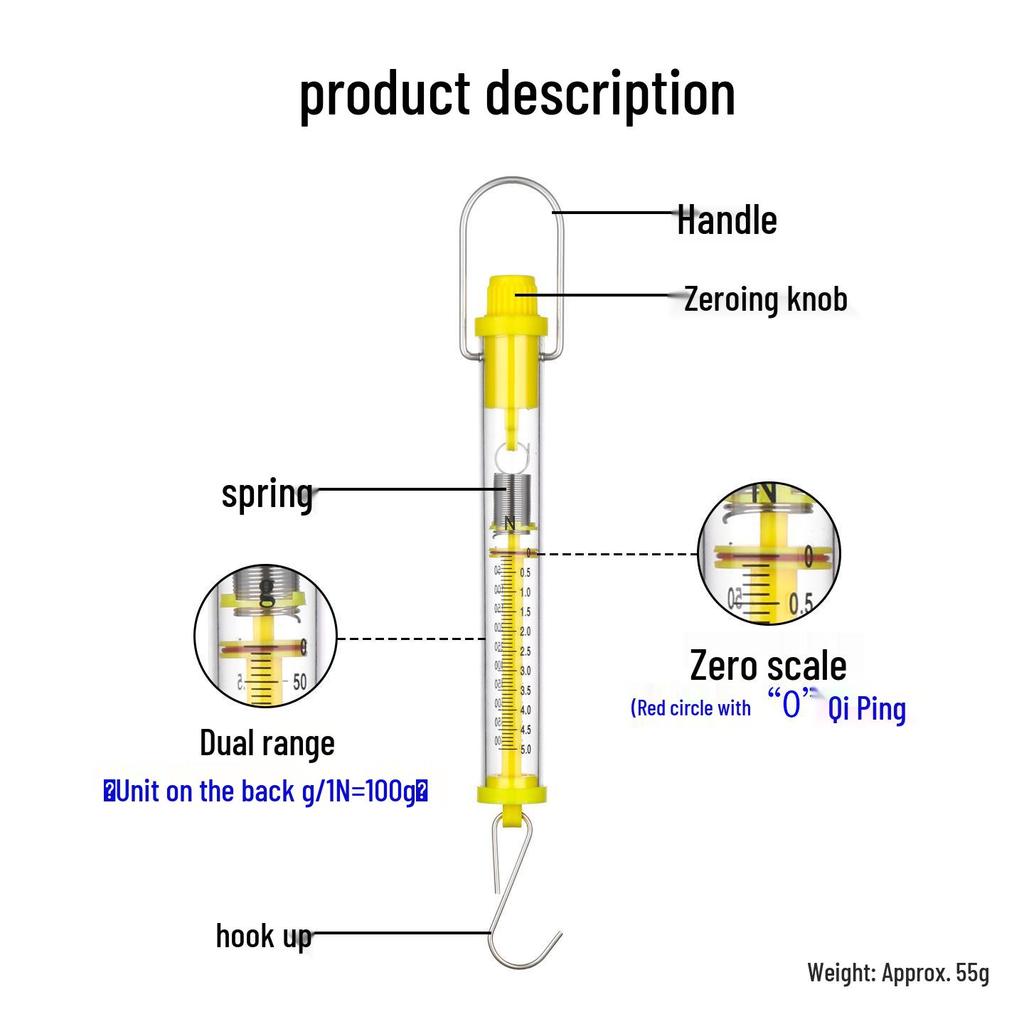 Cylindrical Spring Scale: Newton Pull Gauge 1N-30N Mechanical Teaching Instrument