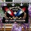 2D Flat, 1pc "250 Years of Freedom 1776-2026" Bald Eagle Aluminium Sign 12x8 Inch - Black Background Patriotic Eagle & US Flag Design, USA 250th