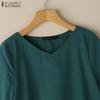 ZANZEA Women Casual V-Neck Summer Short Sleeve Cotton T-Shirts