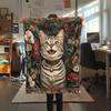 American Shorthair,pattern Flannel Blanket, High Quality Comfortable for All Seasons, Home Decor, Warmth and Comfort, Perfect for Gifts.