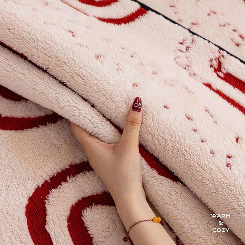 European Striped Jacquard Plush Sofa Cushion Simple Fashion Non-Slip Sofa Cover for Living Room Keep Warm Dustproof Couch Covers