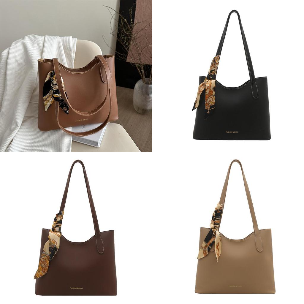 Silk Scarf Bag For Women Summer Large Pu Fashionable Shoulder Handbag With Zipper For Daily Use