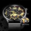 DEYROS Trend Personality Men's Calendar Watch Fashion Business Mesh Belt Luminous Quartz Watch Men's Watch