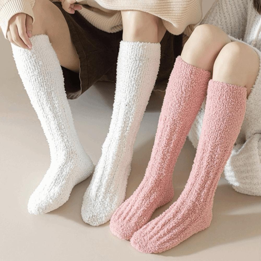 Thick Winter Sock Solid Color Women Stockings New Coral Fleece Stocking  Women