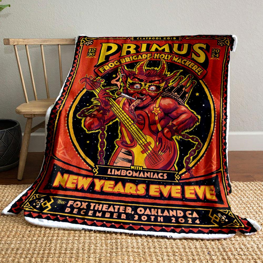 Retro Primus Frog Brigade Concert Red Throw Blanket, Warm Plush Blanket for Home Comfort, Multipurpose Blanket for Home and Travel