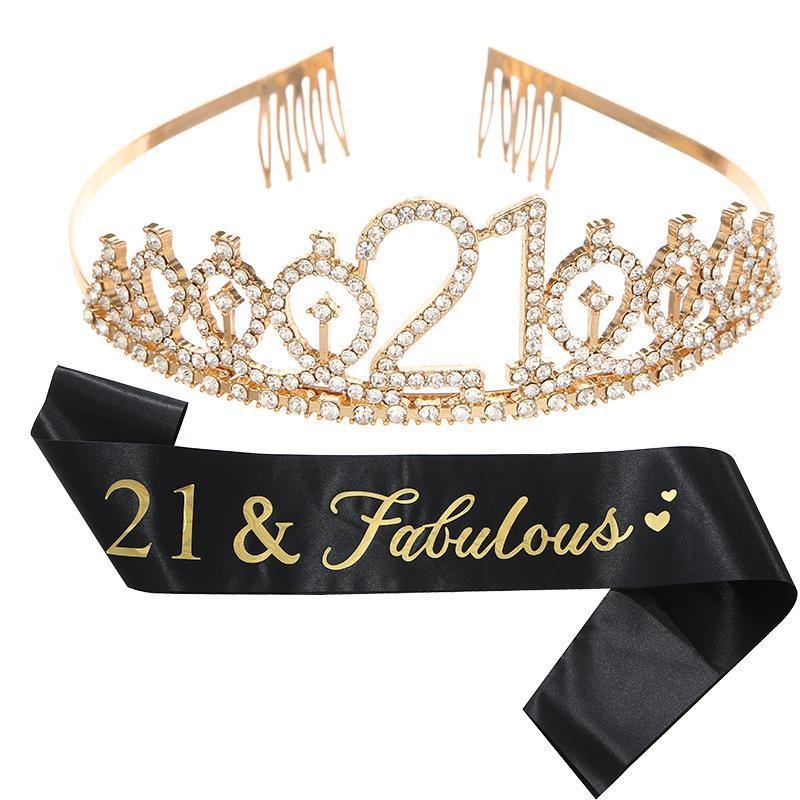 Europäische und Amerikanische Mode Legierung Digitale Krone Stirnband Digitaler Geburtstag Schultergurt Set Geburtstagsparty Ball Kopfschmuck für Mädchen