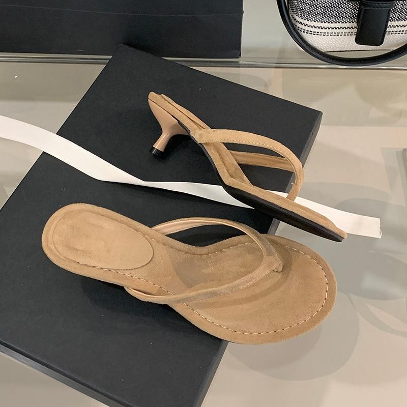 Fashion Fashion Round Clip Toe Thin Low Heels Women Slippers Outdoor Casual Sandals 2025 New Summer Flip Flops Shoes