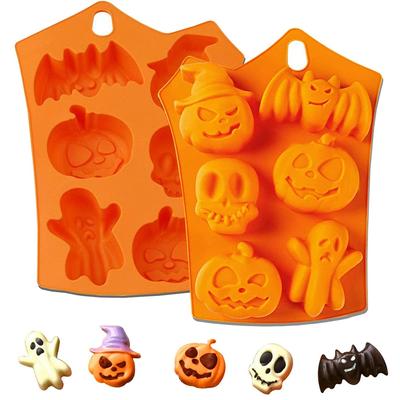 1pcs Halloween Silicone Cake Mold Pumpkin Bat Skull Ghost Shaped Silicone Candy Chocolate Mold for Kitchen DIY