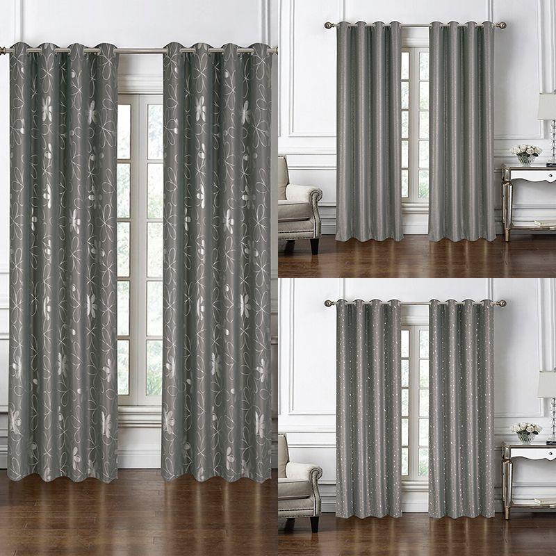 Beautiful Gray Star Moon Flower Dot Window Drapes Offering Modern Blackout Function